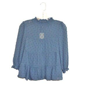 Monteau Swiss Dot Semi Sheer 3/4 Sleeve Blouse Size XS